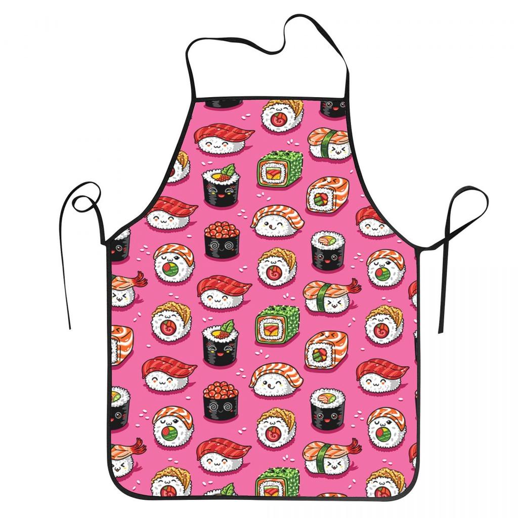 Cute Kawaii Sushi Aprons Chef Cuisine Tablier Waterproof Bib Kitchen Cleaning Pinafore for Women Men Gardening