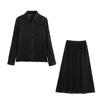 Kaslead New Arrival Women's Fashion Style Pleated Comfortable Long Sleeve Shirt Skirt 4387291 4387290