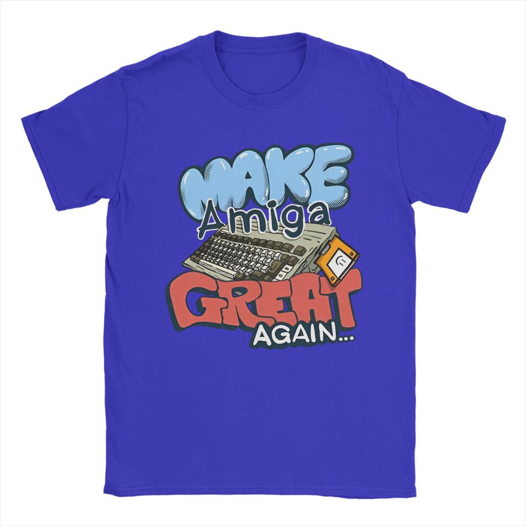 Футболка Streetwear Make Amiga Great Again Мужская 100% хлопок Короткий рукав Круглый вырез Летняя одежда