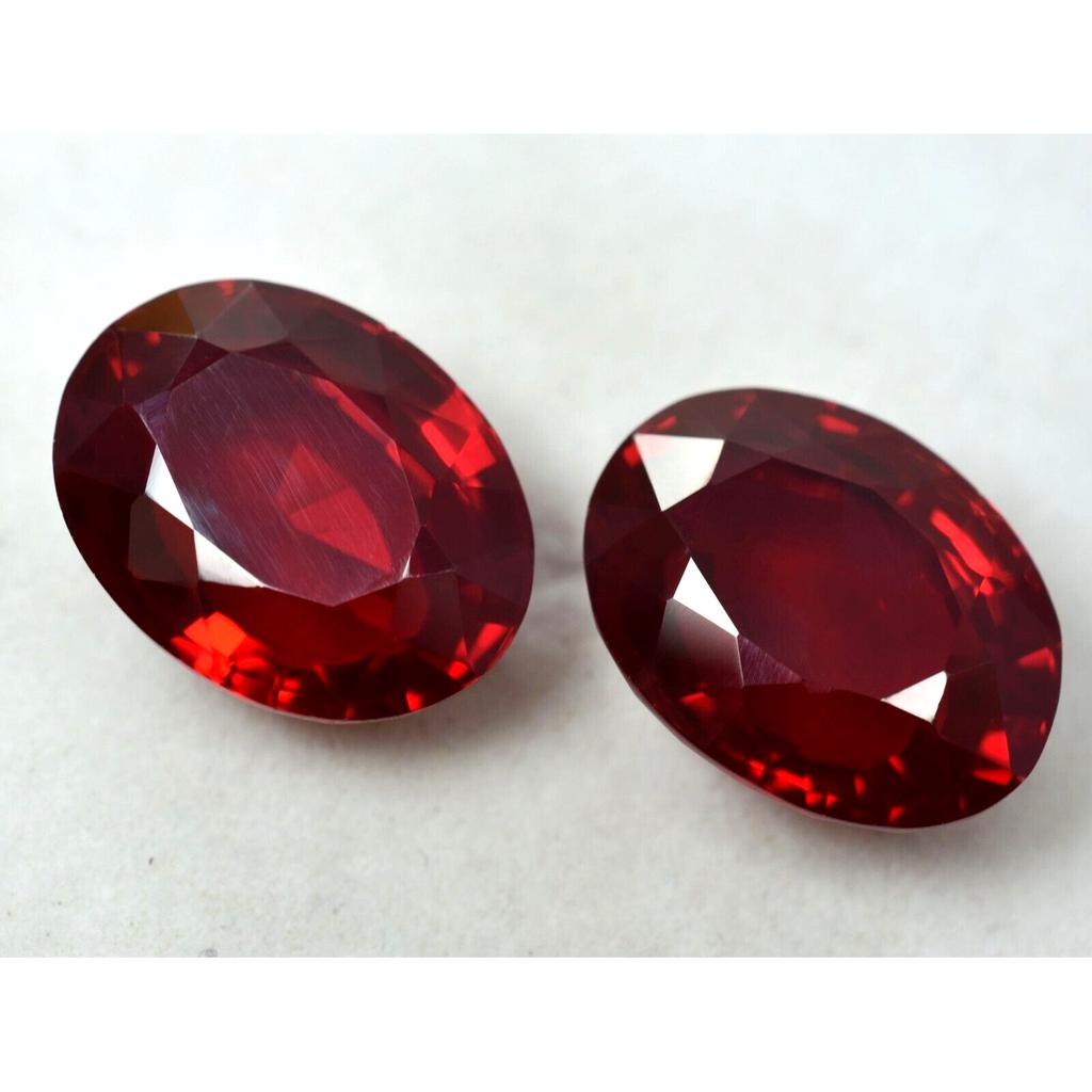 Natural Red Ruby Loose Gemstone 60 ct Bloody Oval Pair 20x15 mm Size for Jewelry Making and Crafts