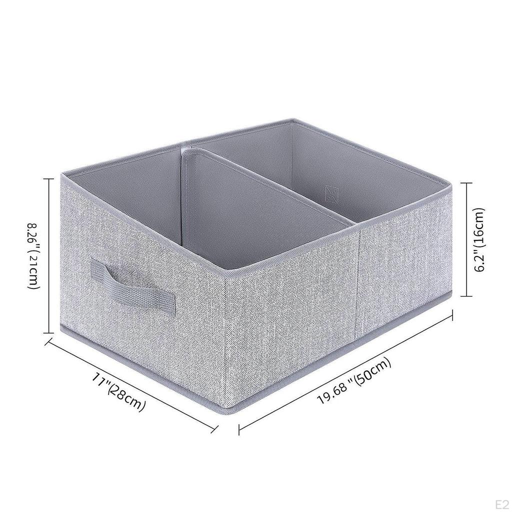 Foldable Storage Bin 2 Compartments Cube Basket Non Lidded Trapezoid Closet Organizer for Books