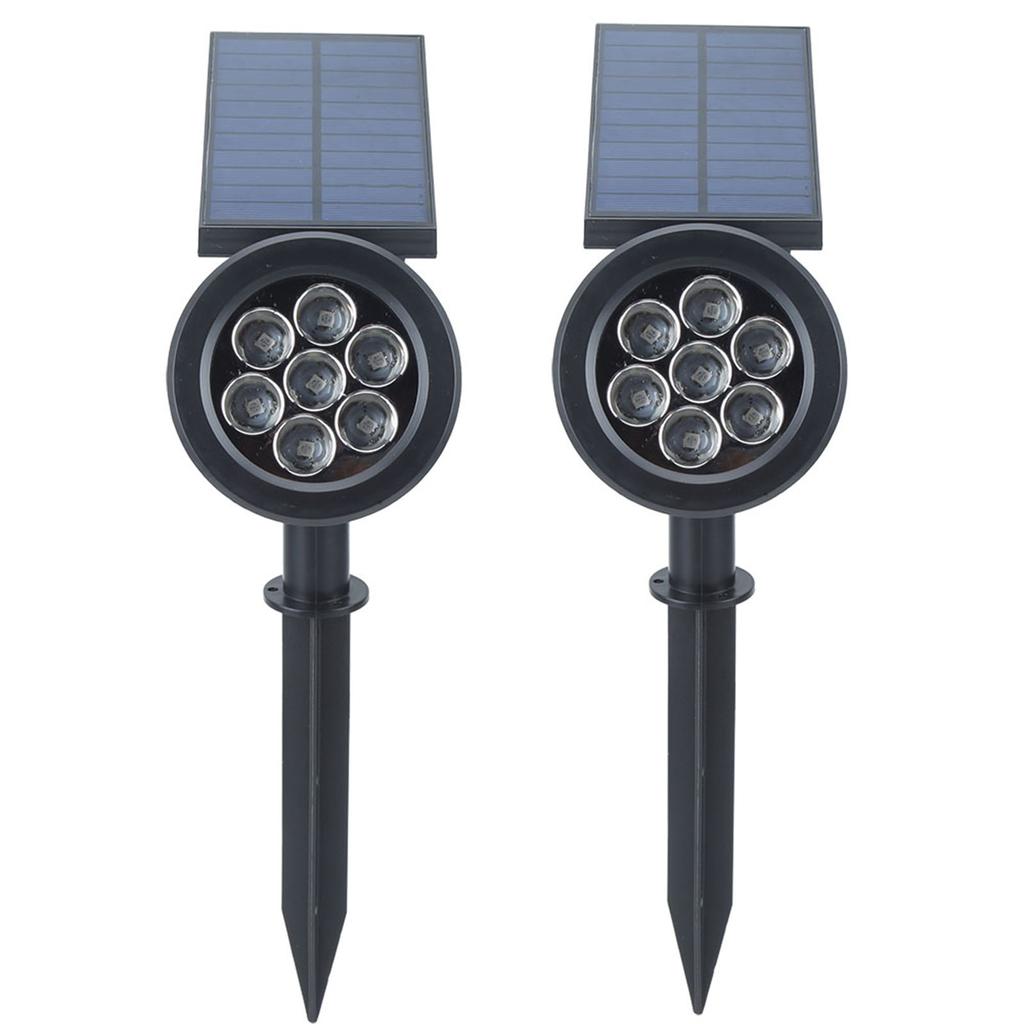 Waterproof 2pcs 7LED Solar Lawn Lights Spotlights Outdoor Garden Yard Landscape Spike Light