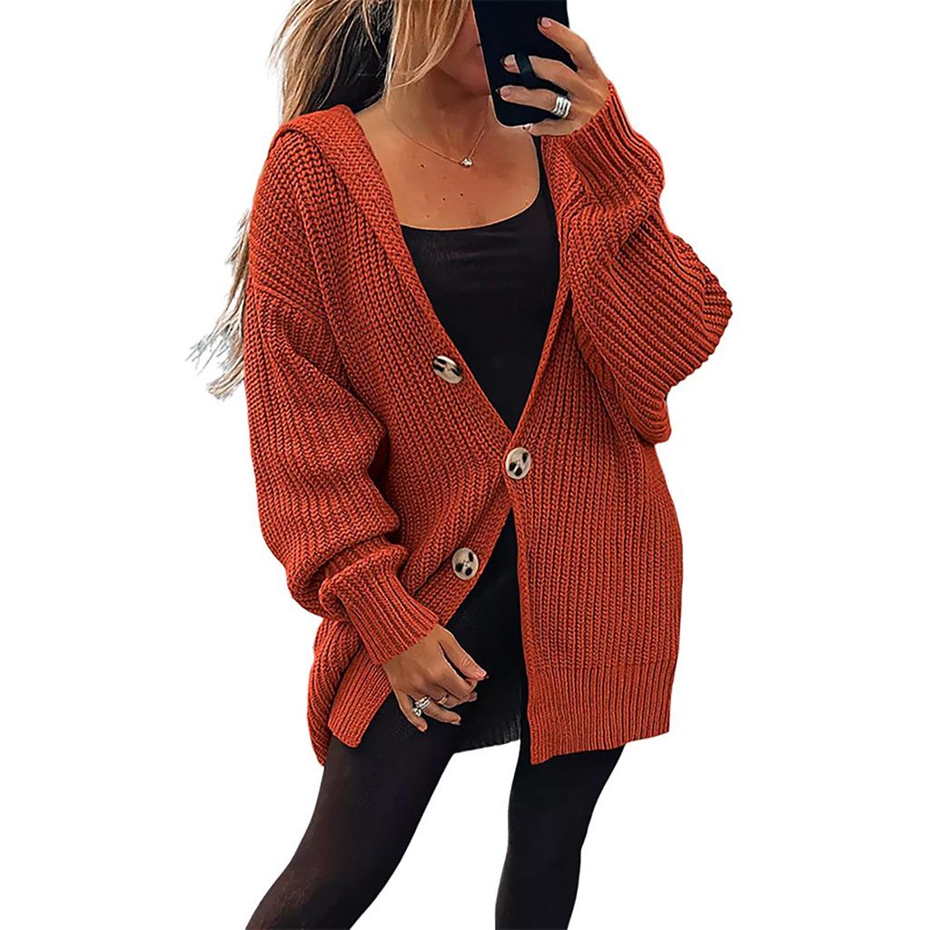 Женский кардиган, однотонный вязаный свитер с вырезом, вязаный свитер, куртка