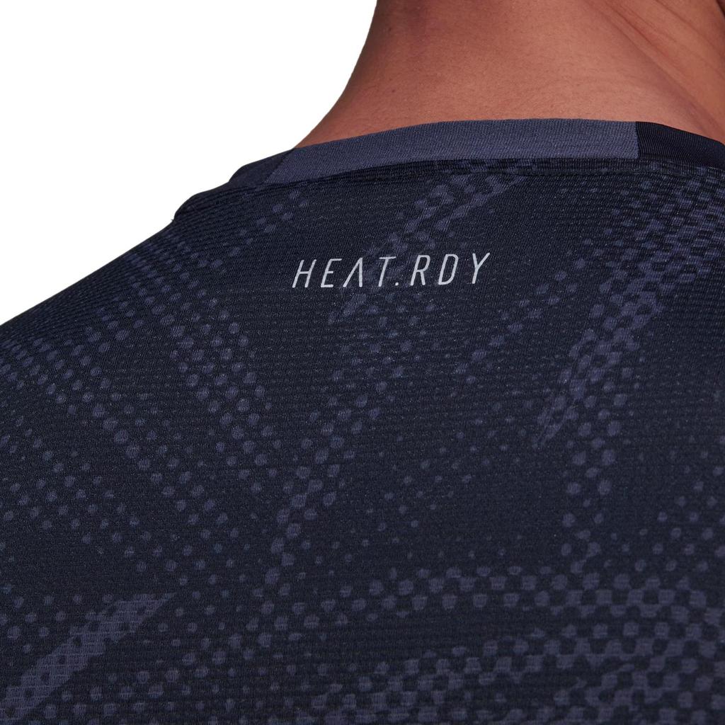 adidas Футболка HiiT Designed For Heat.Rdy Graphics HiiT Print с круглым вырезом и коротким рукавом, мужские топы, темно-серые, темно-синие, HC4265