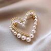 Women Brooch Faux Pearl Rhinestone Decor Heart Shape Stainless Anti-slip Wear-resistant Coat Collar Hat Scarf Decoration Clothes Pin Garment Jewelry