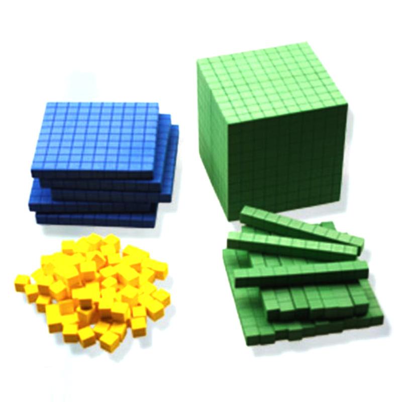 Ten Blocks Complete Set Kids Math Plaything Plastic Math Blocks Plastic Base Ten Set Cube Kids Math Plaything Counting Cubes Set