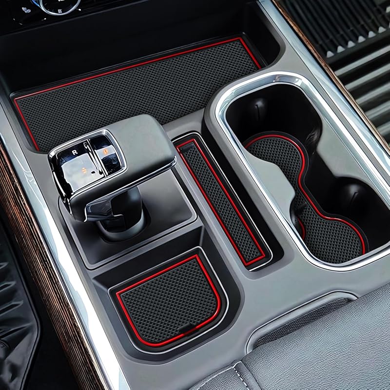 7Pcs Center Console Liners For 2024 2025 2026 Chevy Silverado/GMC Sierra 1500 & Refreshed 1500 Models, Premium Non-Slip Cup Holder Mats, Full