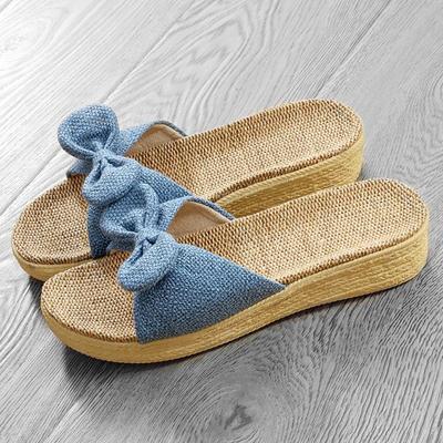 Yuerkang новые крутые тапочки на высоком каблуке домашние комнатные тапочки на толстой подошве и клиновидном каблуке льняные тапочки женские тапочки прямые продажи