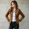 2026 Fall Winter Womens Tailored Western Retro Blazer Solid Color Long Sleeve
