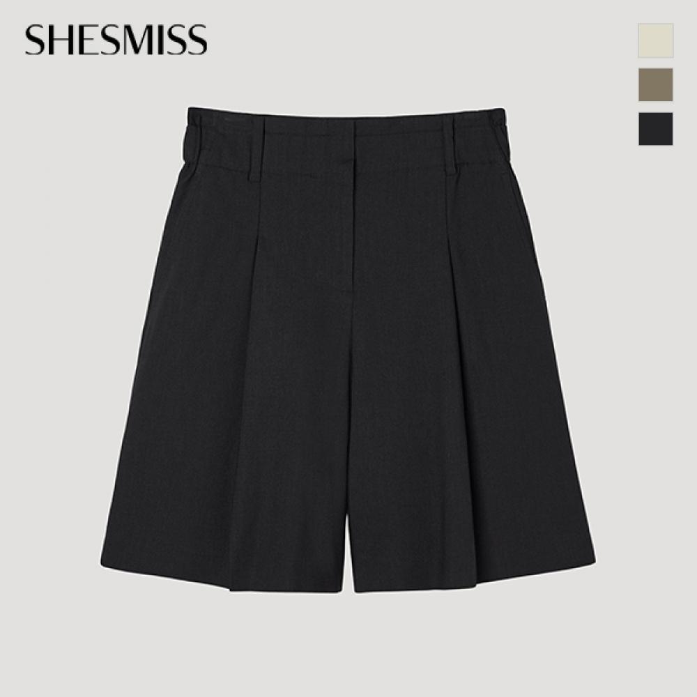 [ShS S miSS] Linen Blend Wide Half pantS SwwSpp22080