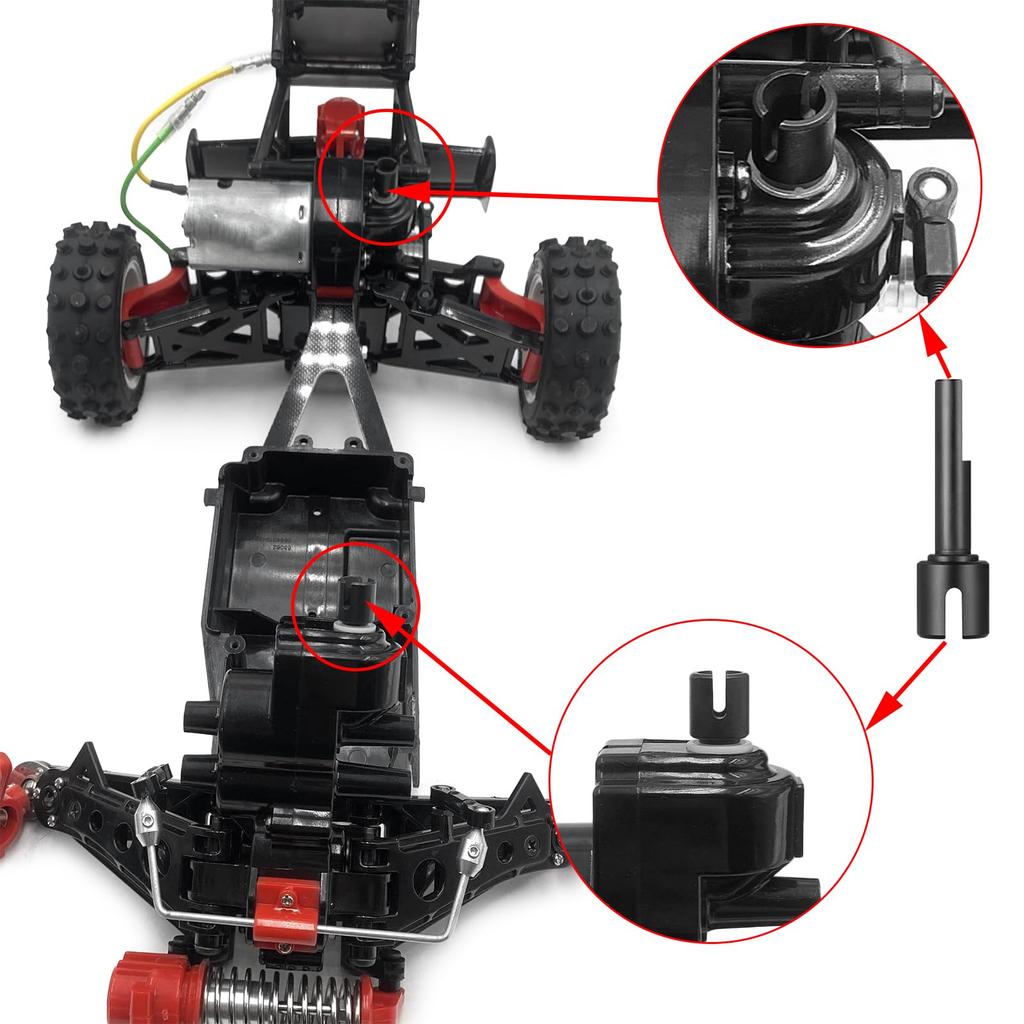 TRZX 1/10 Scale Tamiya 58391 Hot Shot 4WD RC Car Center Drive Shaft & Joint Cup Upgrade Parts (Red)