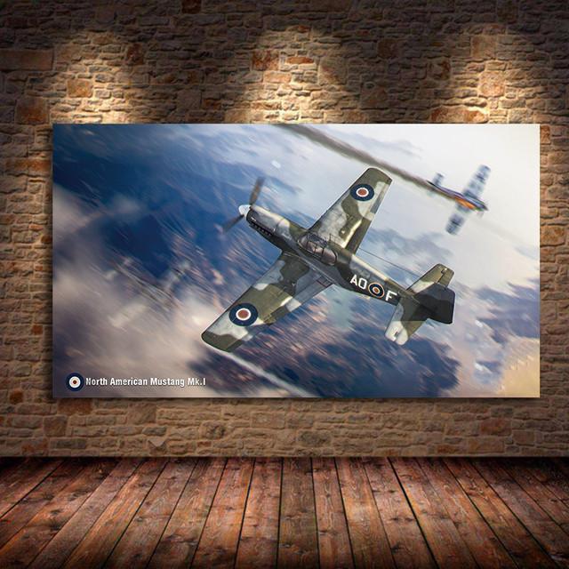 Bf109 Fighter Air Combat Monoplane Fighter Canvas Painting Classic Aircraft Living Room Home Bedroom Decoration Wall Art Picture