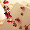 Винтажное богемное ожерелье «Лесная девушка» с вишнями, милый стильный браслет с красными вишнями и серьги