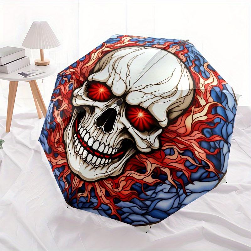 Stained Skull Art: Unique Decor for Any SpaceUmbrella, Portable 3-Fold Compact Umbrella,Christmas Gift ES642