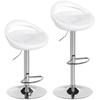Set Of 2 Bar Stools Bar Chairs Adjustable Height Backrest And Footrest Swivel 360 Degree 46x41x76 96cm White
