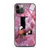 Чехол из закаленного стекла для iPhone 14 12 11 Pro Max 13 12 Mini X XR XS Max 8 7 6s Plus силиконовый чехол с надписью AB цветы розовый