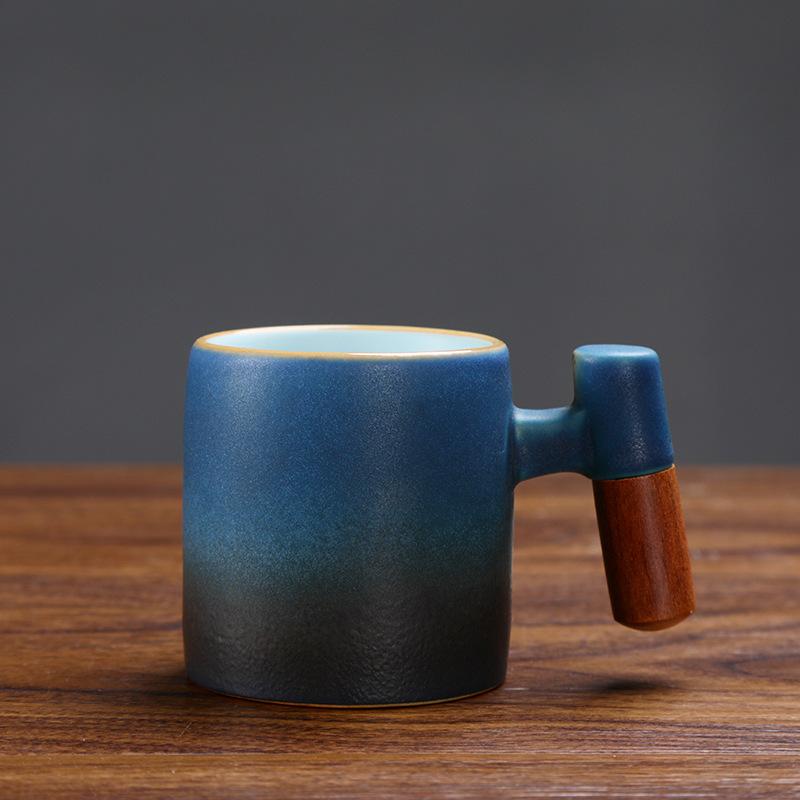 Керамическая чайная чашка Креативная деревянная ручка Ретро Набор для чая Кунг-фу Одиночная чашка Кружка для эспрессо