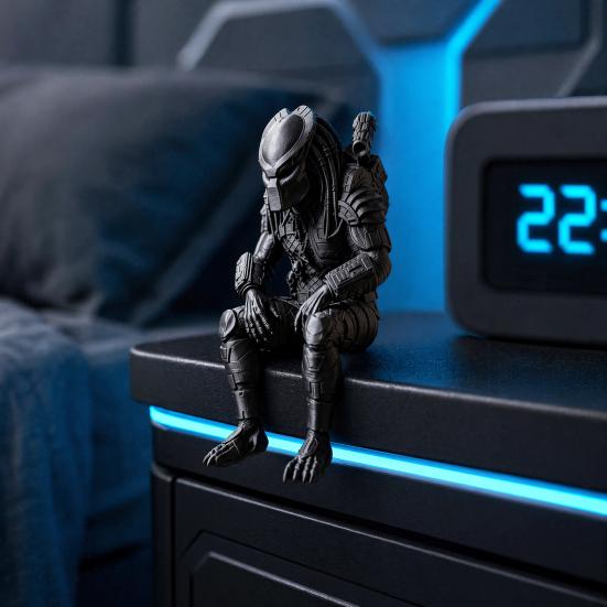 Sci-fi Mecha Figure 3D Printed Predator Figurine, Desktop Edge Sitter Statues, Mini High-precision Collectible Figure, Alien Warrior Sculpture