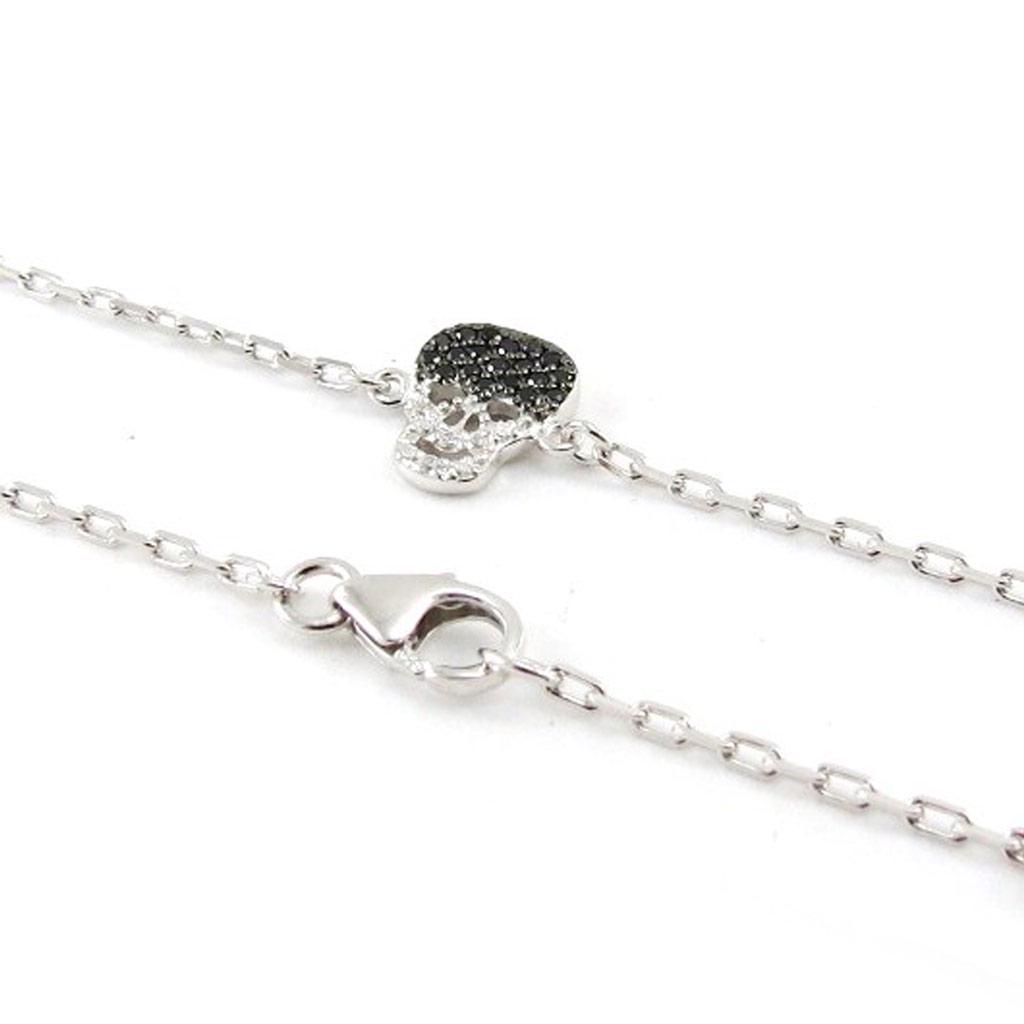 Les Trésors De Lily [J0838] - Silver Bracelet 'Skull' Black White Silver (rhodium Plated) - 10x12 Mm