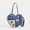 European and American Love Retro Old Denim Canvas Bag Niche Design Sense One Shoulder Cross Slide Bag Versatile Korean Version Handbag