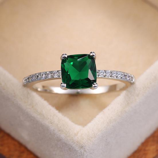 Женское кольцо с гальваническим покрытием, легкий квадратный цирконий, женское кольцо, ювелирный аксессуар