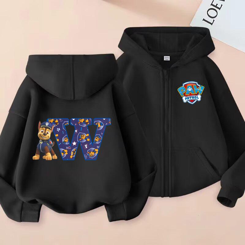 PAW Patrol Child Cardigan Hooded Jacket Cartoon Chase Letters A-Z Printed Polyester Outerwear Summer Casual Clothing Kids Gifts