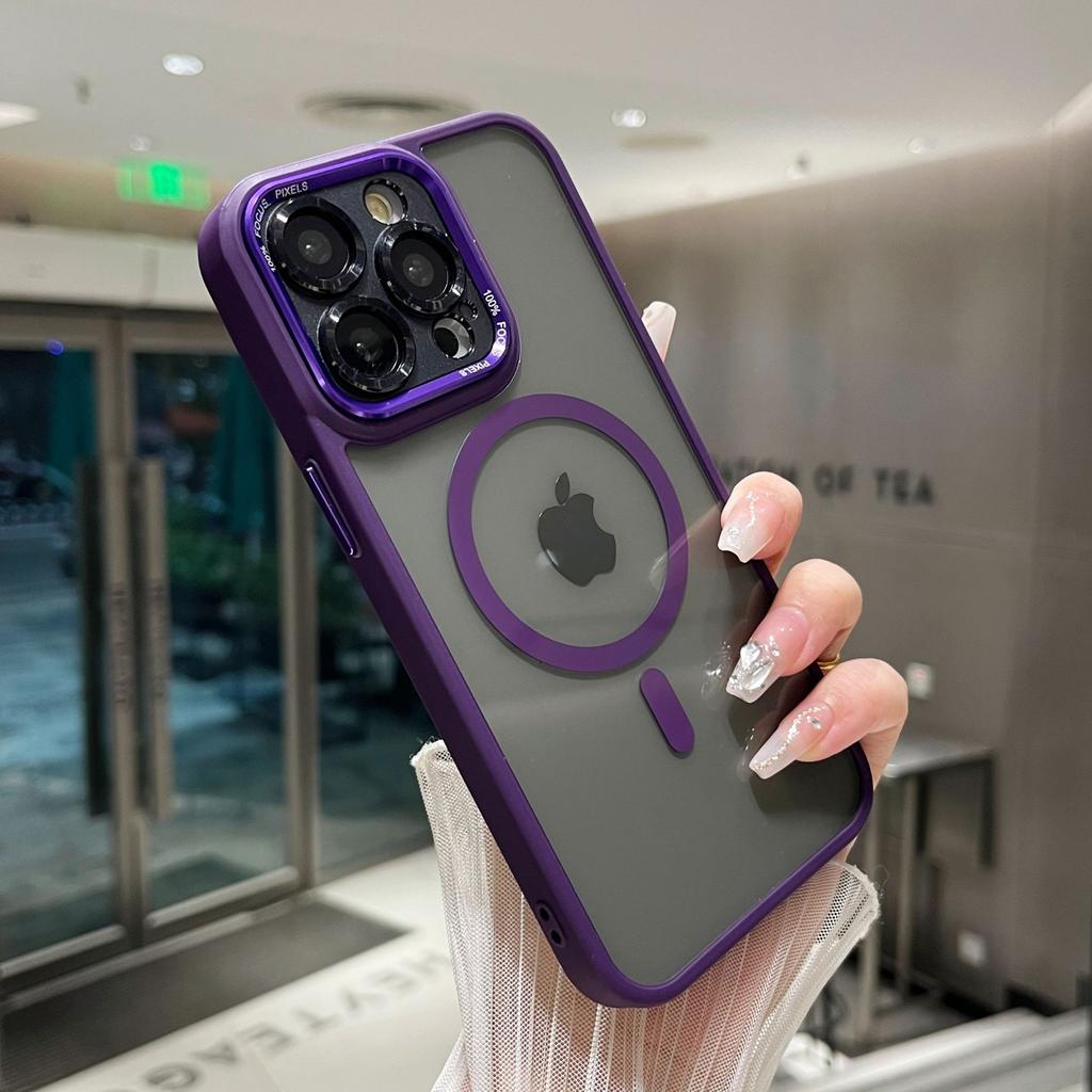 Подходит для Apple 16 Магнитный чехол для телефона с присоской Противоударный IPhone 15 Promax Металлическое кольцо для объектива 13 Защитный чехол с ощущением кожи