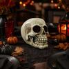 Holiday Gift for Horror Fans Resin Skull Figurine, Realistic Human Head Model, Spooky Halloween Gothic Style Interior Accents Statue Indoor Fireplace