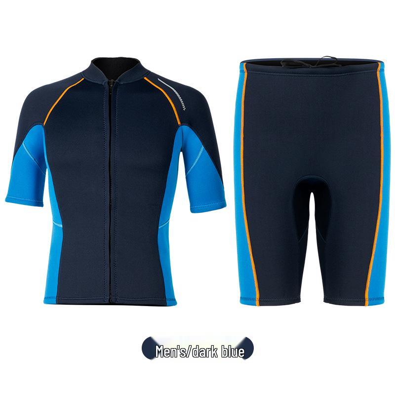 1.5MM Unisex Short-Sleeve Split Diving Suit with Snorkeling Surf Shorts and Cold-Proof Pants
