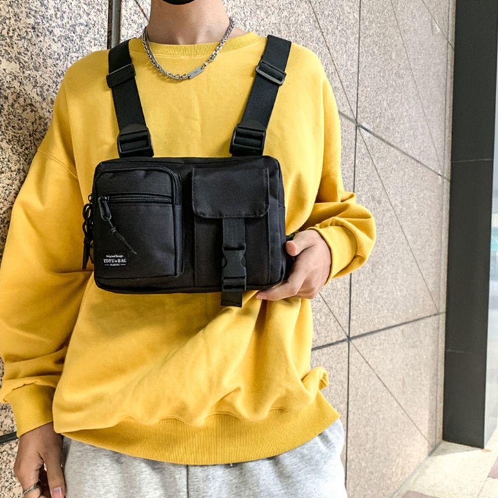 Large Capacity Double Shoulder Chest Bag Zipper Message Crossbody Pouch Men' S Vest Bag Work