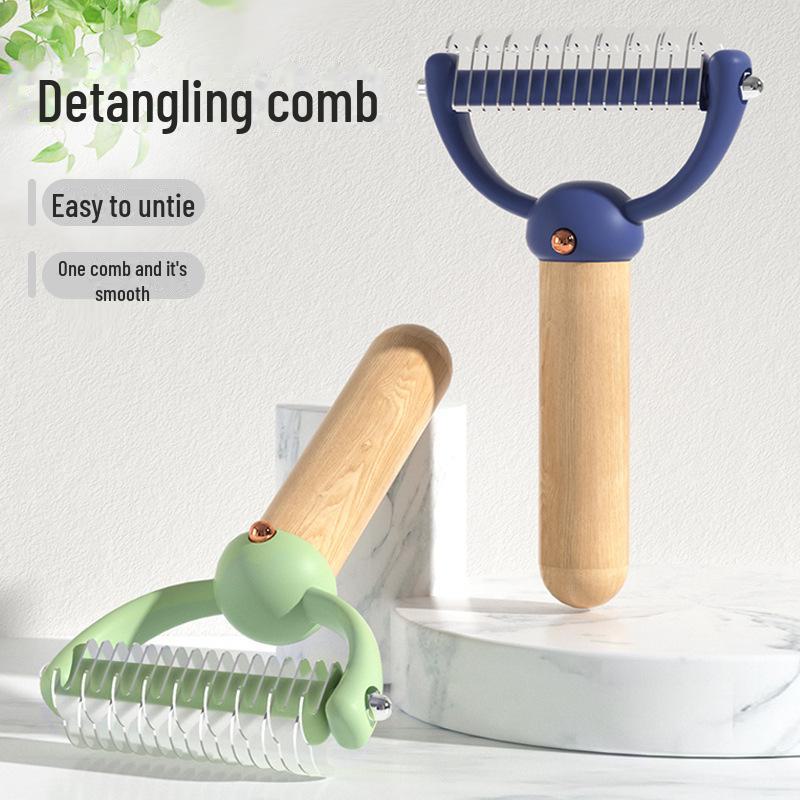 Бестселлер Буковый колтунорез для кошек и собак с двухсторонним лезвием из нержавеющей стали