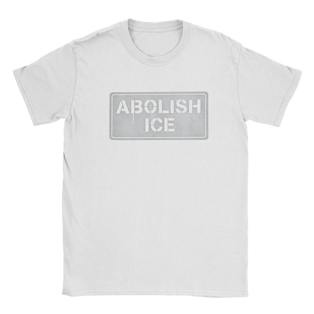Abolish ICE Political Protest Sign TShirt for Unisex Vintage Cotton Tee Shirt Crewneck Short Sleeve T Shirt Gift Clothes