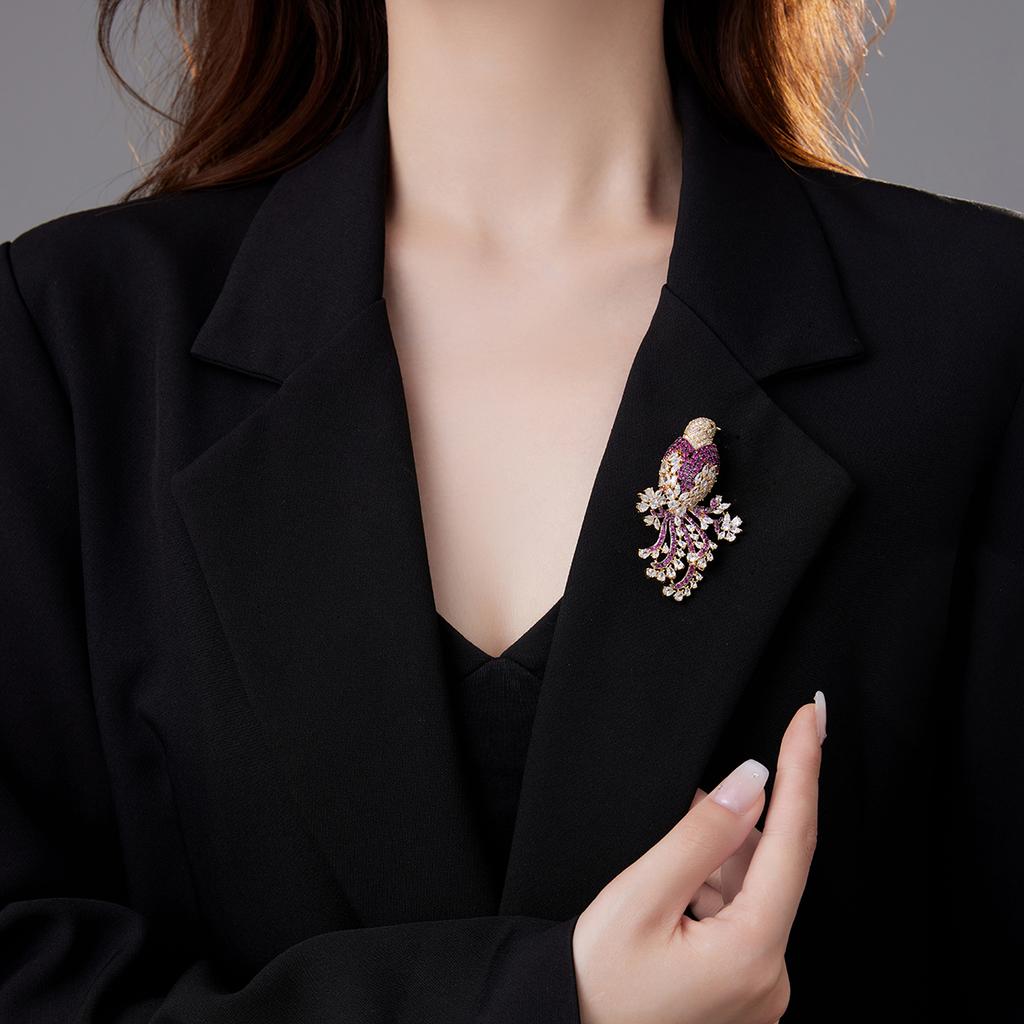 SUYU Классический Ретро Дизайн Брошь Птица Красочный Циркон Микровставка Аксессуары для Куртки Платья Праздничные Подарки