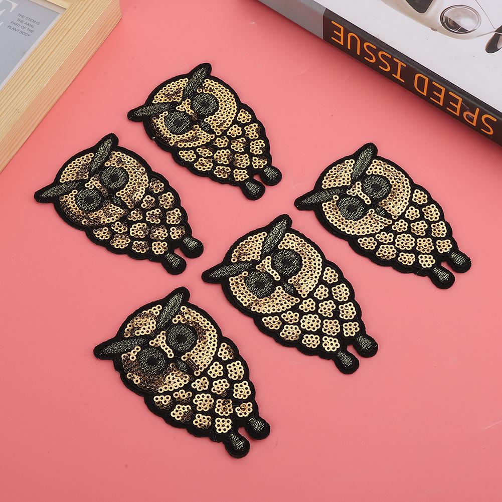 10pcs Owl Embroidered Patch Gold Little Animal Owl Clothes Applique Badge for Clothes Dress Bag