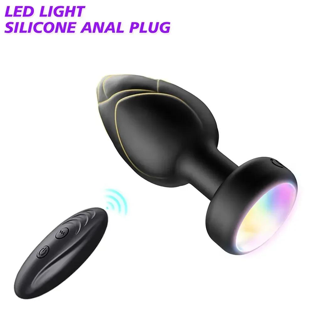 Анальный вибратор Секс-игрушки для мужчин Беспроводной пульт дистанционного управления Анальная пробка Анальная пробка Светодиодная подсветка Мужской массажер простаты Вибрирующие секс-игрушки для женщин