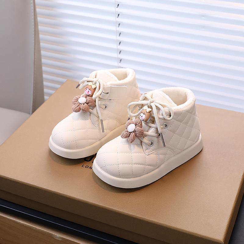 Новые детские зимние ботинки, милые зимние ботинки для девочек, милые универсальные детские повседневные хлопковые ботинки принцессы, модные теплые плюшевые