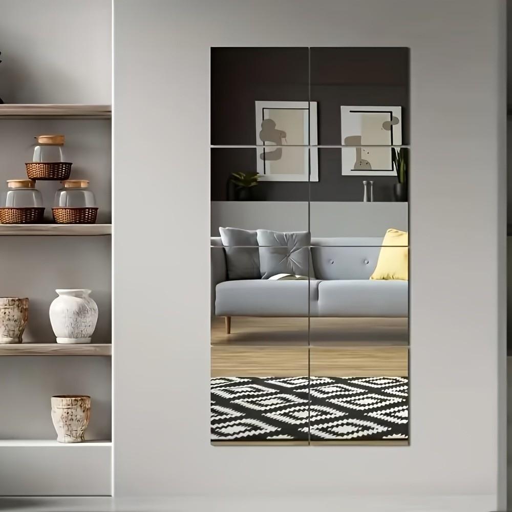 10 pcs Shatterproof Self-Adhesive Mirror Acrylic Glass Stickers Durable Wall Stickers Gym