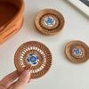Drink Coasters Round Plate Tableware Handmade Placemat Non-Slip Dish Mat Rattan Weave Cup Mat Heat Insulation Table Bowl Pad