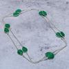 Natural Green Onyx Gemstone Handmade 925 Sterling Silver Necklace 18" w0I92