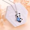 Panda Embrace Heart Pendant Cartoon Animal Necklace Jewelry Gift for Women