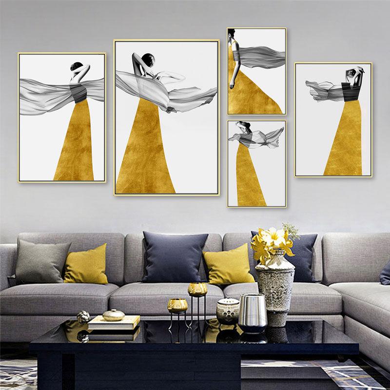 Абстрактная женщина настенное искусство современная мода женские постеры для дома холст картина для интерьера безрамное настенное искусство без рамки