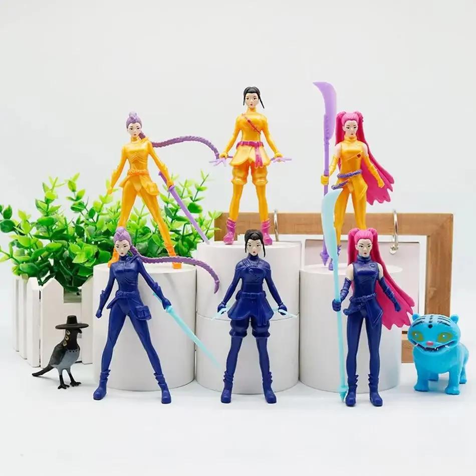 @8pcs/Set Anime Kpop Demon Hunters Action Figure Toy Derpys Tiger Rumi Mira Zoey Sussy Figurine Doll For Fans Gift Christmas Gif