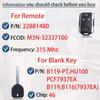 Key Fob Remote Replacement Fits for Chevy Silverado 1500 2500 3500 Colorado GMC Sierra Canyon 2014- FCC ID: M3N-32337100 with Uncut Chevrolet GMC