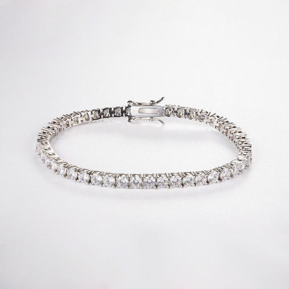 Теннисные браслеты из стерлингового серебра 925 пробы на руку для женщин, кристалл кубического циркония, драгоценный камень, подарки на Хэллоуин, 2,5 мм, ювелирные изделия