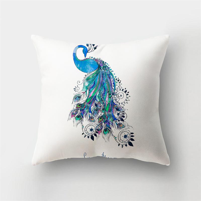 Peacock Feather Printed Pattern Cushion Cover for Home Living Room Sofa Car Bedroom Decoration Pillow Cover