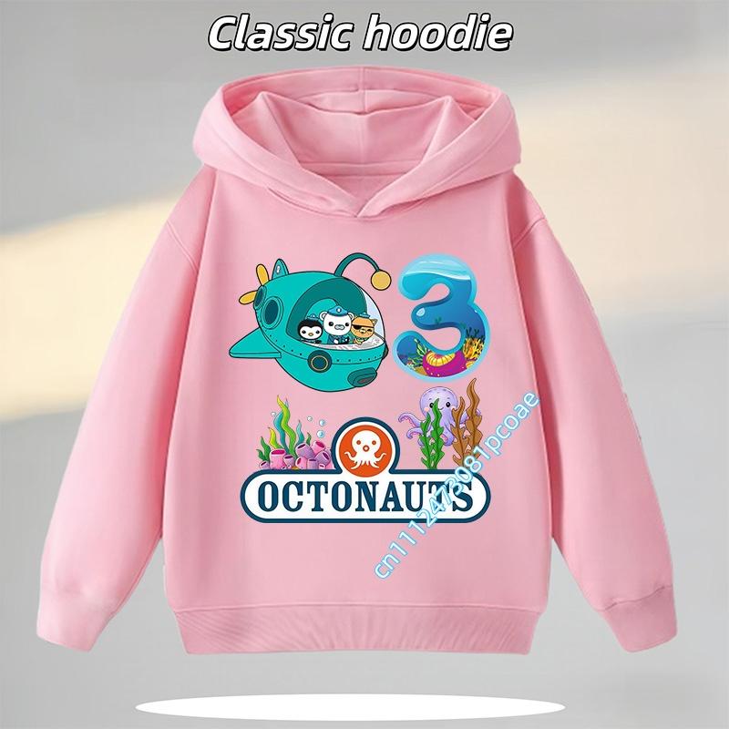 4-12Years Old Octonauts Children's Hooded Sweatshirt Boys'Sport Shirt Girls' Casual Top Digital Print Autumn/Winter Long-Sleeved