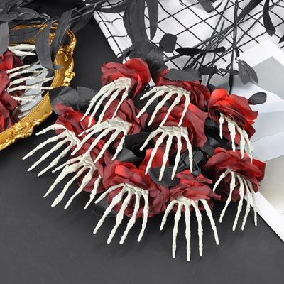 Искусственные розы со скелетными руками Декор на Хэллоуин Цветы Декор на Хэллоуин 5 шт. Имитация руки скелета для декора