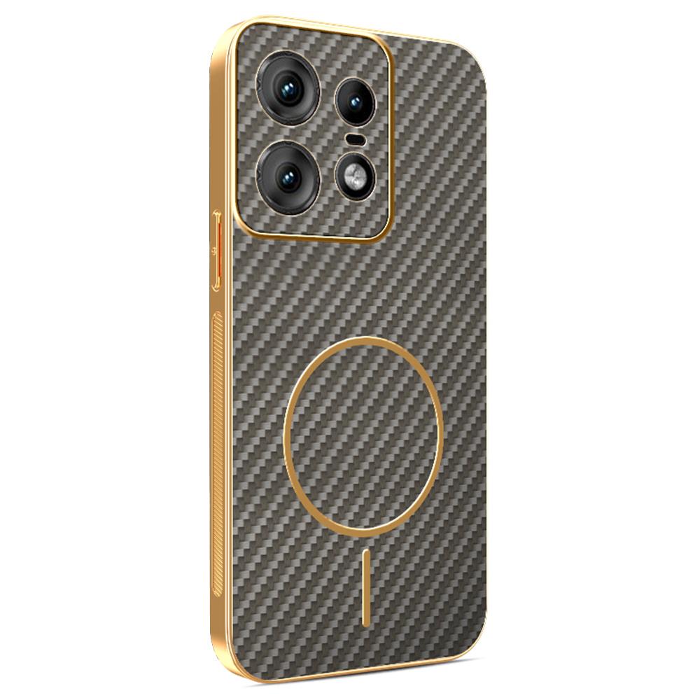 For Motorola Edge 50 Pro 5G Phone Case Carbon Fiber Textured Electroplated TPU Back Cover
