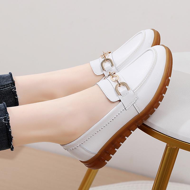 Женские белые туфли на плоской подошве, мокасины для вождения, повседневные черные туфли для ходьбы в стиле минимализма, туфли без застежек для мам, большой размер