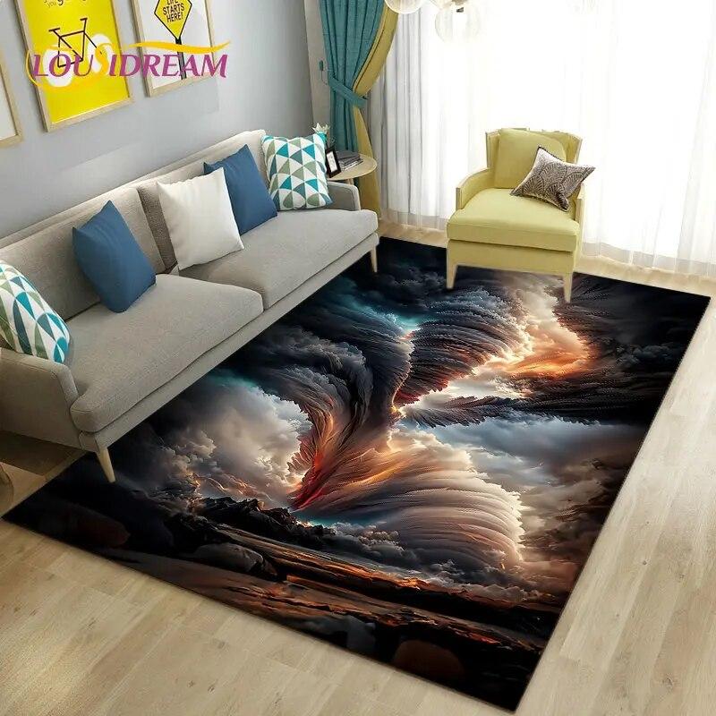 3D Dream Natural Tornado Cloud Area Ковер, Коврик для гостиной, Спальни, Дивана, Коврик для украшения, Детские игры, Нескользящий напольный коврик